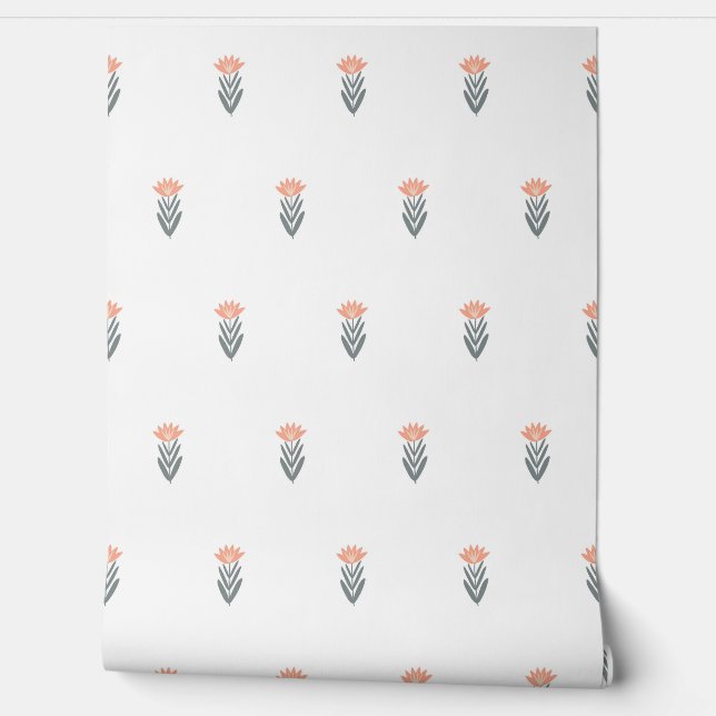 seamless botanical simple pattern with flowers in  wallpaper (Unrolling)
