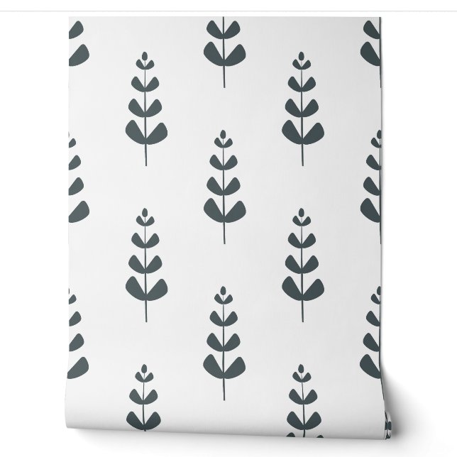 seamless botanical  simple pattern  with plants in wallpaper (Unrolling)