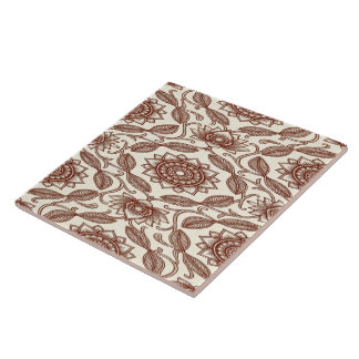 Seamless Botanical Surface Design Ceramic Tile