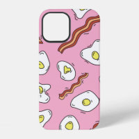 Seamless breakfast pattern with fried eggs and bac