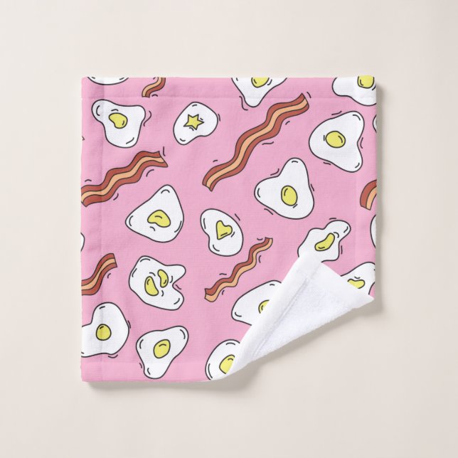 Seamless breakfast pattern with fried eggs and bac wash cloth (Wash Cloth)