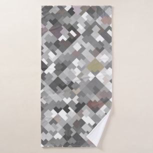Seamless bright abstract mosaic grey background pa bath towel