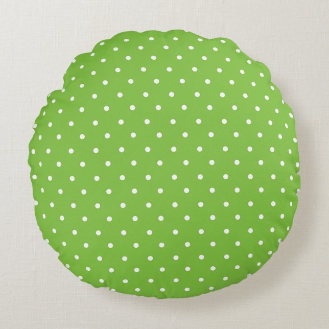 Seamless  bright lime polka dot pattern  round cushion (Front)