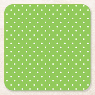 Seamless  bright lime polka dot pattern  square paper coaster
