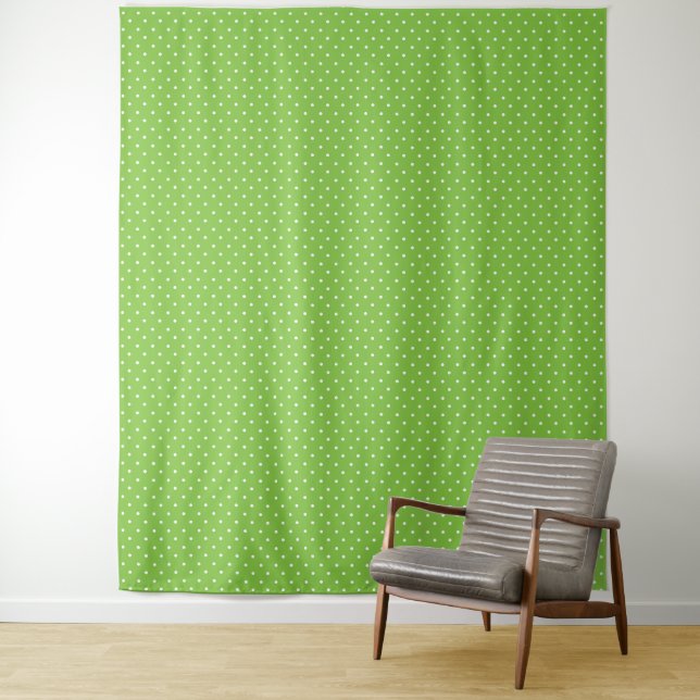 Seamless  bright lime polka dot pattern  tapestry (In Situ)