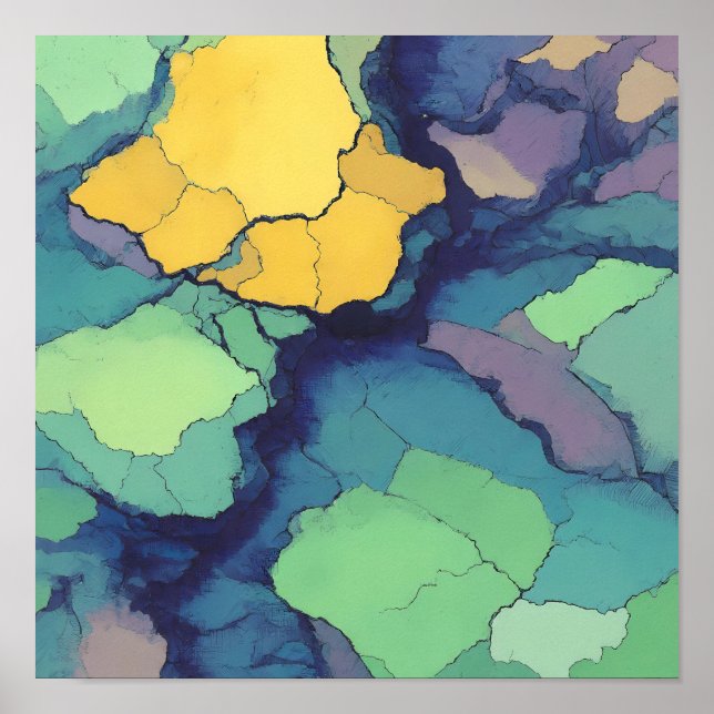 Seamless Bright Mineral Tiling with Metallic Lines Poster (Front)