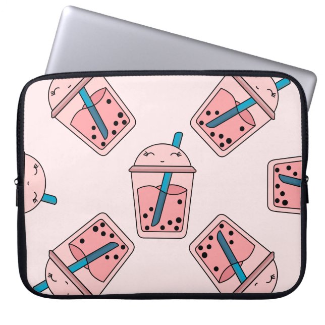 Seamless bright pattern bubble tea fruit summer dr laptop sleeve (Front)