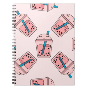Seamless bright pattern bubble tea fruit summer dr notebook