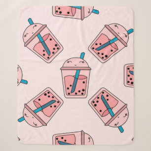 Seamless bright pattern bubble tea fruit summer dr sherpa blanket