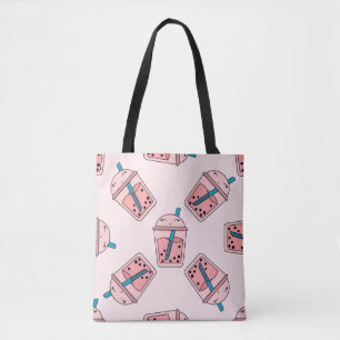 Seamless bright pattern bubble tea fruit summer dr tote bag