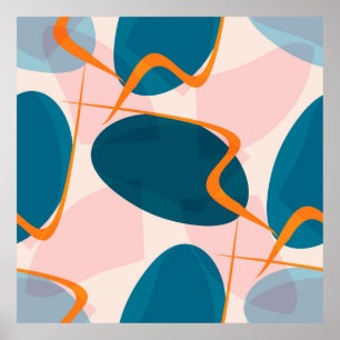 Seamless bright pattern of abstract shapes and twi poster