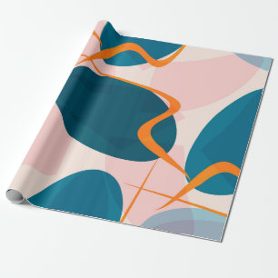 Seamless bright pattern of abstract shapes and twi wrapping paper