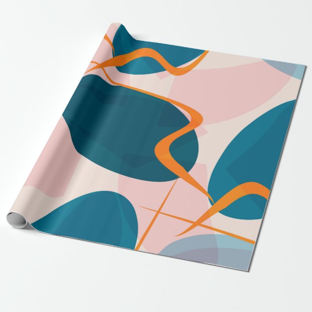 Seamless bright pattern of abstract shapes and twi wrapping paper (Unrolled)