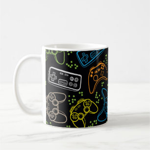 Seamless bright pattern with joysticks. gaming coo coffee mug