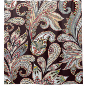 Seamless bright pattern with ornate paisley shower curtain