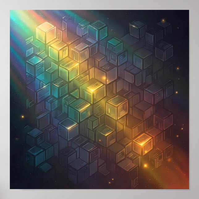 Seamless Bright Spectrum Geometric Wallpaper Poster (Front)