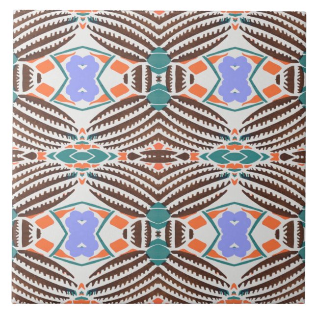 Seamless Brown Orange Repeating Pattern #9 Ceramic Tile (Front)