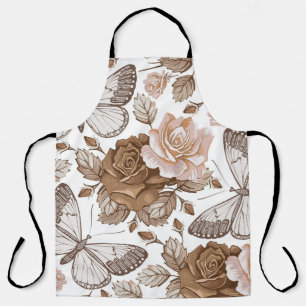 Seamless Butterflies moths insect fly. Flowers pat Apron