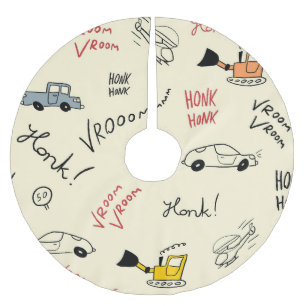 Seamless Car Drawings: Kids Bedsheet Brushed Polyester Tree Skirt