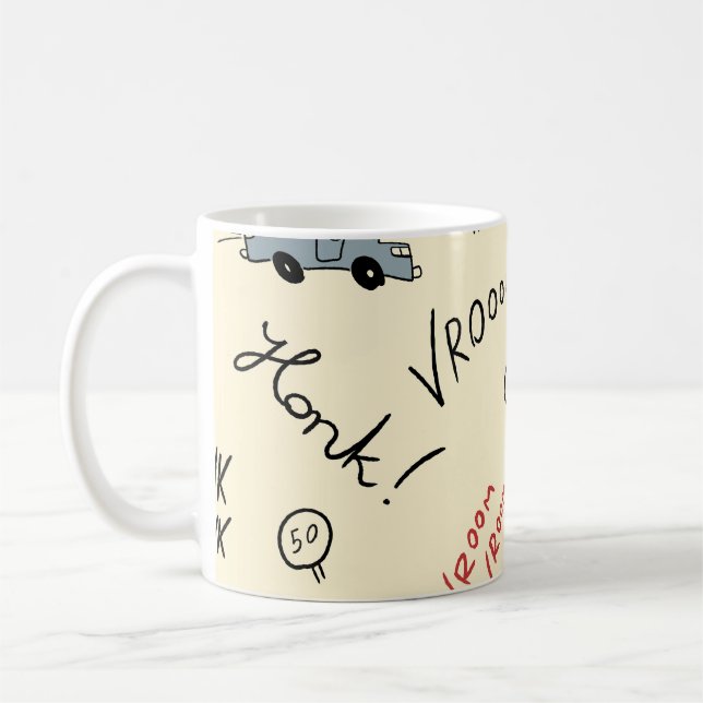 Seamless Car Drawings: Kids Bedsheet Coffee Mug (Left)