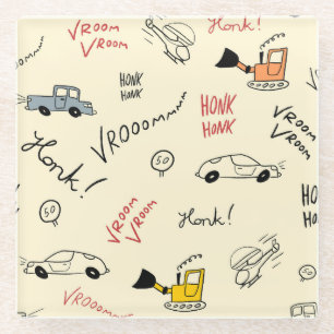 Seamless Car Drawings: Kids Bedsheet Glass Coaster