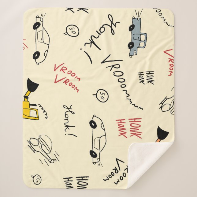 Seamless Car Drawings: Kids Bedsheet Sherpa Blanket (Front)
