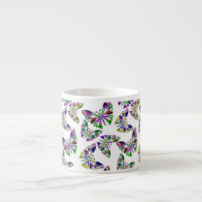 Seamless cartoon cute fun kids abstract buttefly p espresso cup (Front)