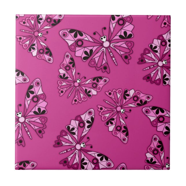 Seamless cartoon kids abstract buttefly pattern pi ceramic tile (Front)