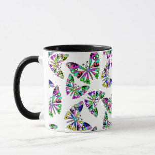 Seamless cartoon kids abstract buttefly pattern wh mug