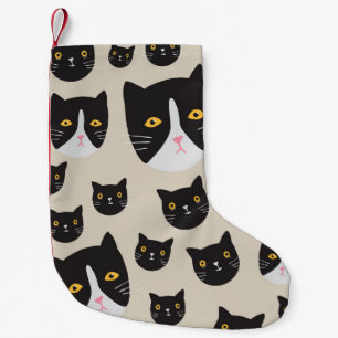 Seamless Cat, Whimsical Pattern Illustration. Small Christmas Stocking
