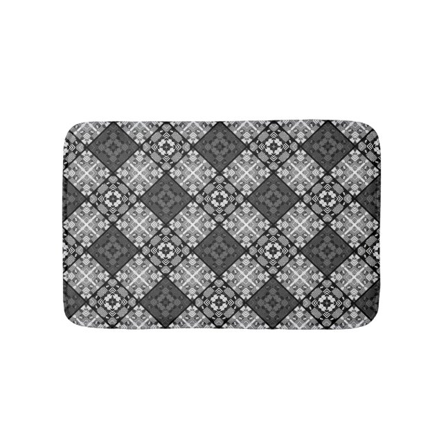 Seamless chequered plaid abstract squares geometri bath mat (Front)