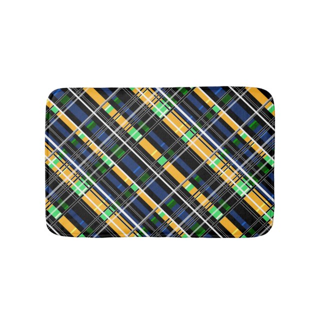 Seamless chequered plaid abstract squares geometri bath mat (Front)