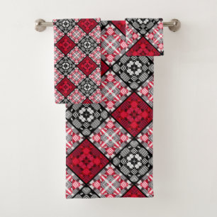 Seamless chequered plaid abstract squares geometri bath towel set