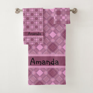 Seamless chequered plaid abstract squares geometri bath towel set