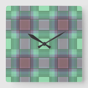 Seamless chequered plaid abstract squares geometri square wall clock