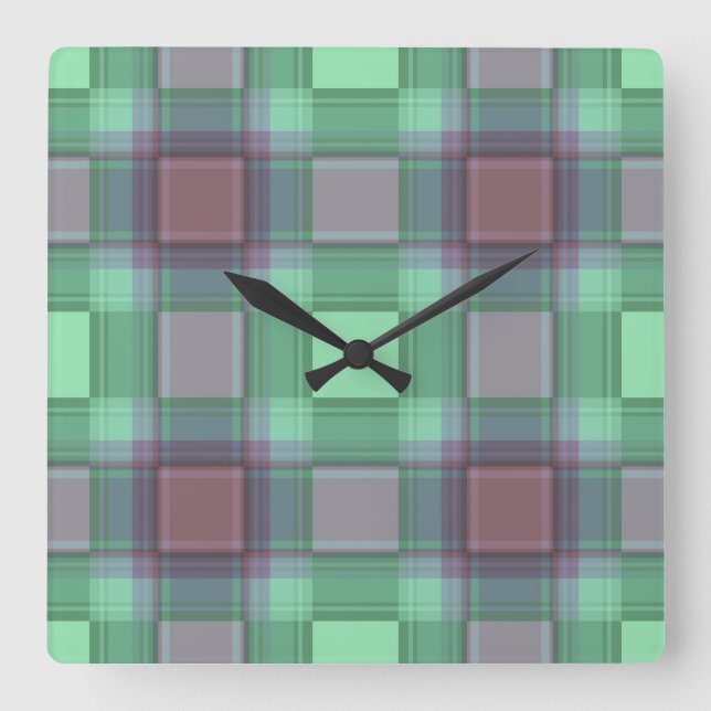 Seamless chequered plaid abstract squares geometri square wall clock (Front)