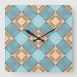 Seamless chequered plaid abstract squares geometri square wall clock