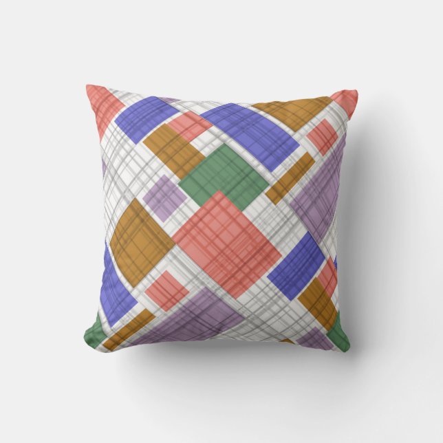 Seamless chequered plaid geometrical squares lined cushion (Front)