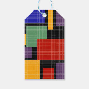 Seamless chequered plaid geometrical squares lined gift tags