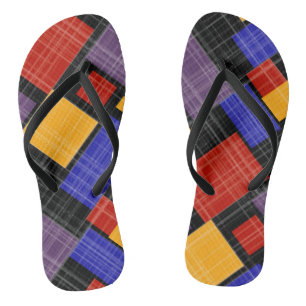 Seamless chequered plaid geometrical squares lined thongs