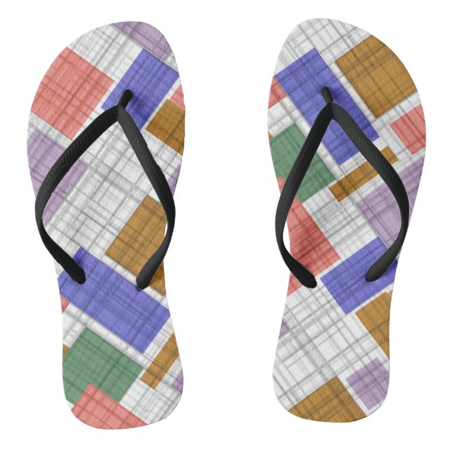 Seamless chequered plaid geometrical squares lined thongs (Footbed)