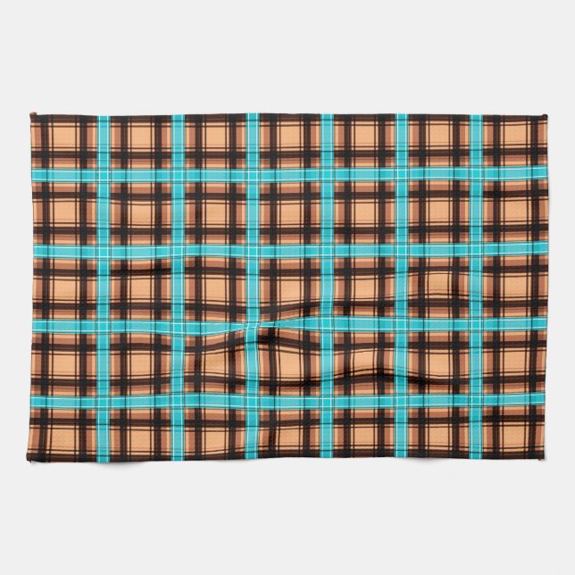 Seamless chequered plaid lined abstract pattern bl tea towel (Horizontal)