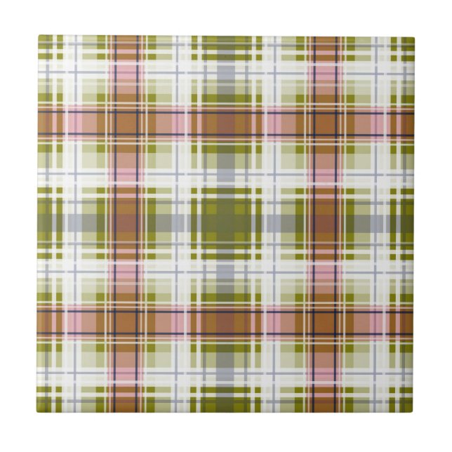 Seamless chequered plaid lined abstract pattern gr ceramic tile (Front)