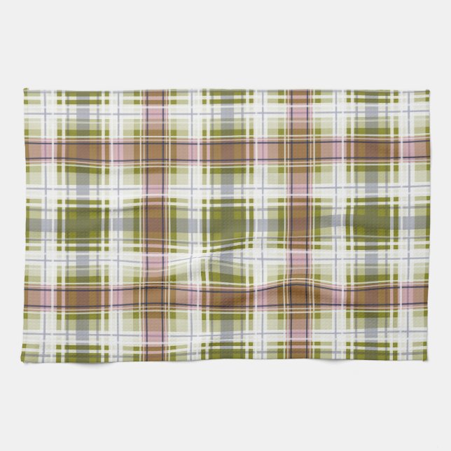 Seamless chequered plaid lined abstract pattern gr tea towel (Horizontal)