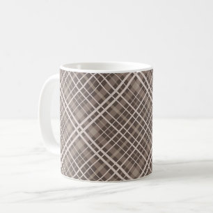 Seamless chequered plaid tartan beige brown patter coffee mug