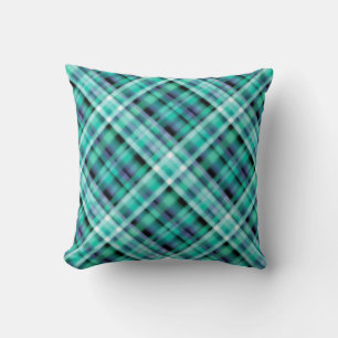 Seamless chequered plaid tartan blue greeb navy pa cushion