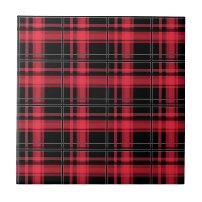 Seamless chequered plaid tartan lined striped patt ceramic tile (Front)