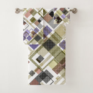 Seamless chequered plaid tartan pattern green brow bath towel set