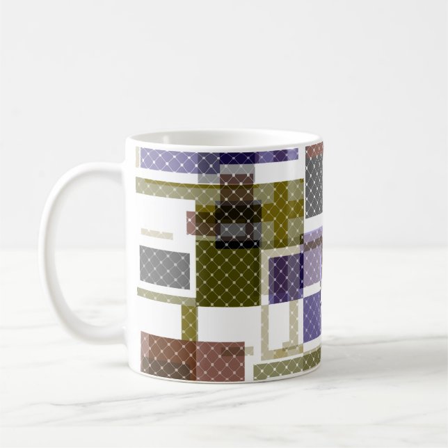 Seamless chequered plaid tartan pattern green brow coffee mug (Left)