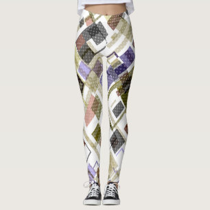 Seamless chequered plaid tartan pattern green brow leggings